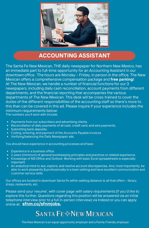 Santa Fe New Mexican Classified MarketPlace Jobs Accounting